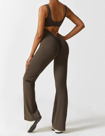 LENTE SALE | ELEGANCE | V-BACK FLARED JUMPSUIT - Elegance With Flair